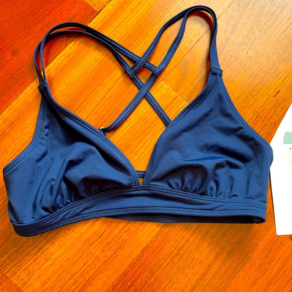 Athleta NWT strappy bikini top navy blue sz S
